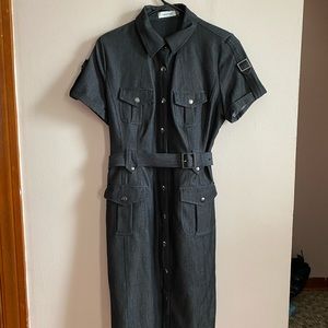 Calvin Klein denim button up wiggle dress